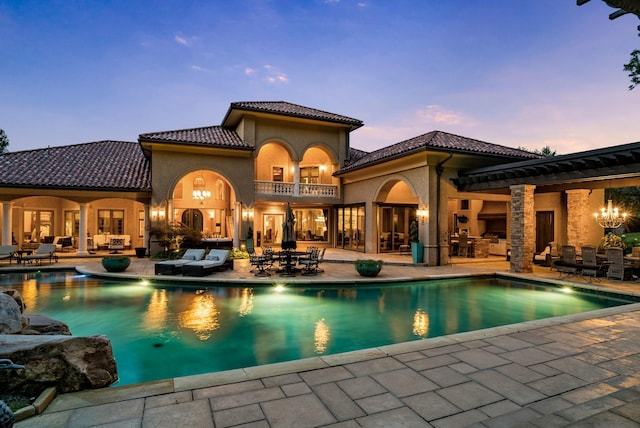 947 Tyne Blvd, Nashville, TN 37220 - outdoor pool with an outdoor hangout area, a patio area, french doors, and outdoor dining area