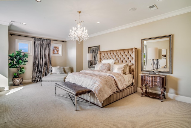 947 Tyne Blvd, Nashville, TN 37220 - carpeted bedroom featuring recessed lighting, ornamental molding, baseboards, and visible vents