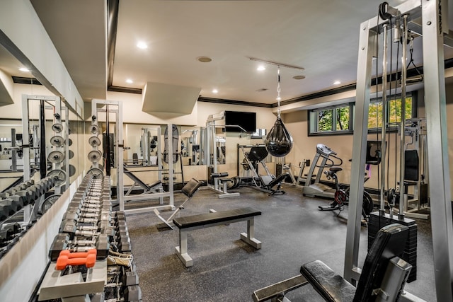 947 Tyne Blvd, Nashville, TN 37220 - workout area with recessed lighting and crown molding