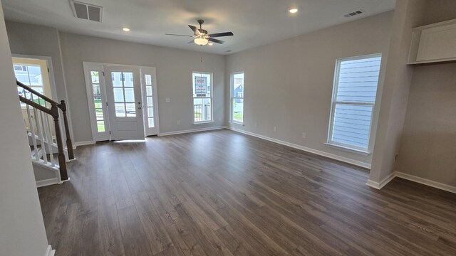 6139 Saxlingham Pl, Smyrna, TN 37167 - entryway with baseboards, ceiling fan, and dark wood-style floors