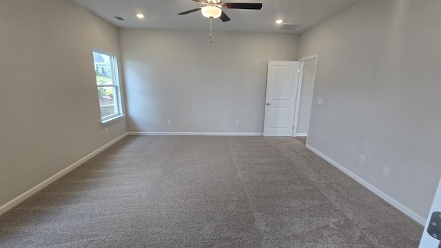 6139 Saxlingham Pl, Smyrna, TN 37167 - empty room featuring carpet floors, ceiling fan, recessed lighting, and visible vents