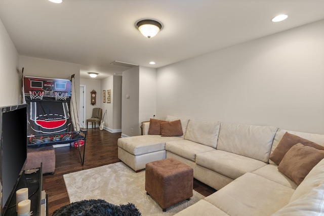 1019 Club View Dr, Gallatin, TN 37066 - living area featuring baseboards, wood finished floors, and recessed lighting
