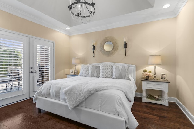 1019 Club View Dr, Gallatin, TN 37066 - bedroom featuring baseboards, access to exterior, wood finished floors, and a chandelier