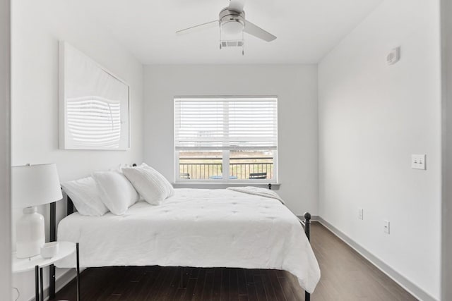 1638 54th Ave N Unit 313, Nashville, TN 37209 - bedroom featuring baseboards, ceiling fan, visible vents, and wood finished floors