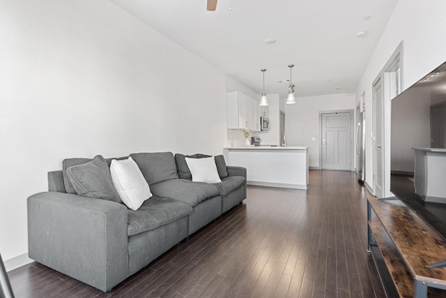 1638 54th Ave N Unit 313, Nashville, TN 37209 - living room featuring dark wood-type flooring and ceiling fan