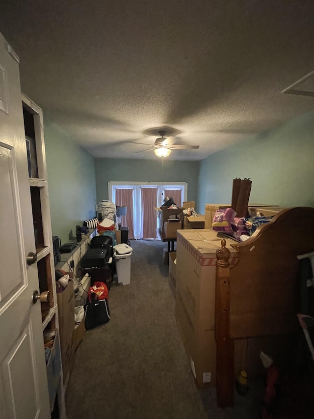 1222 Marla Dr, Clarksville, TN 37042 - interior space with carpet flooring, a ceiling fan, and a textured ceiling