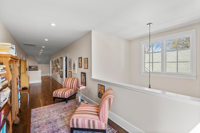 128 37th Ave N, Nashville, TN 37209 - sitting room featuring baseboards, recessed lighting, wood finished floors, and visible vents