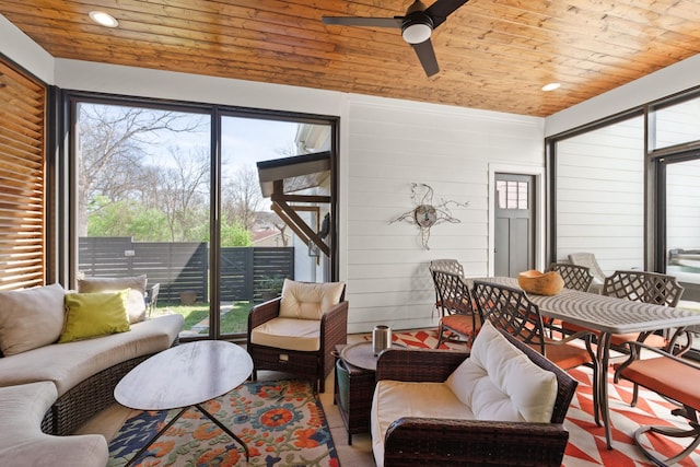 128 37th Ave N, Nashville, TN 37209 - interior space with an outdoor hangout area, a ceiling fan, and a healthy amount of sunlight