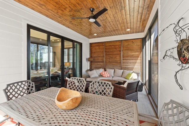 128 37th Ave N, Nashville, TN 37209 - sunroom / solarium with an outdoor living space, a ceiling fan, and outdoor dining space
