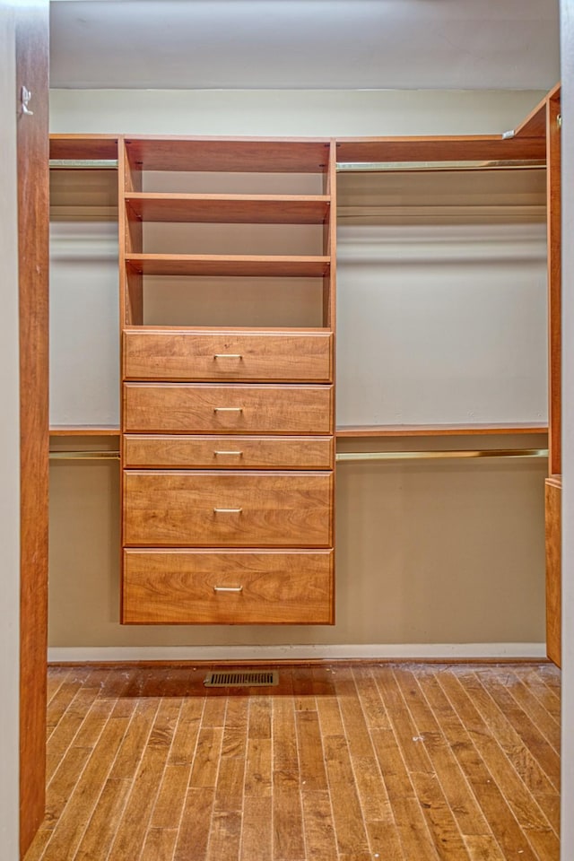 walk in closet featuring wood finished floors