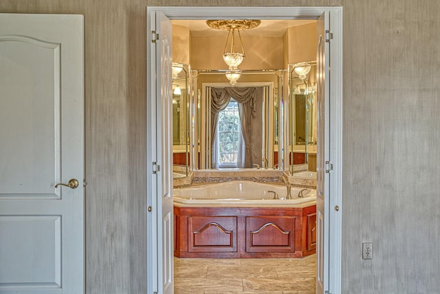 bathroom featuring a bath