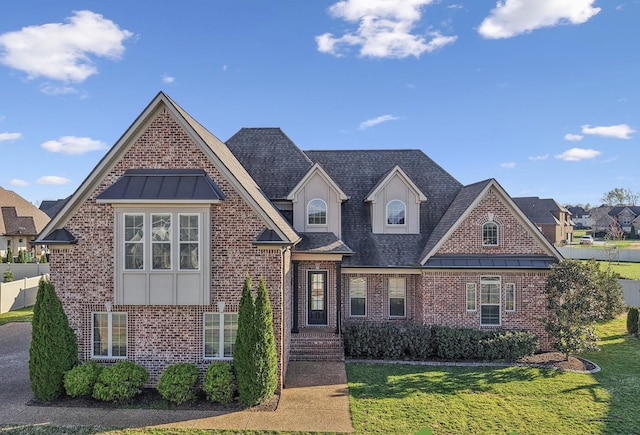 832 Brook Trl, Lebanon, TN 37087 - view of front of property featuring brick siding, a front lawn, and a standing seam roof