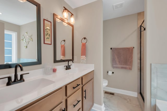 full bath featuring a sink, baseboards, and visible vents