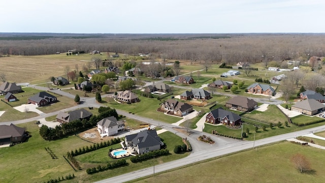 aerial view featuring a residential view and a rural view