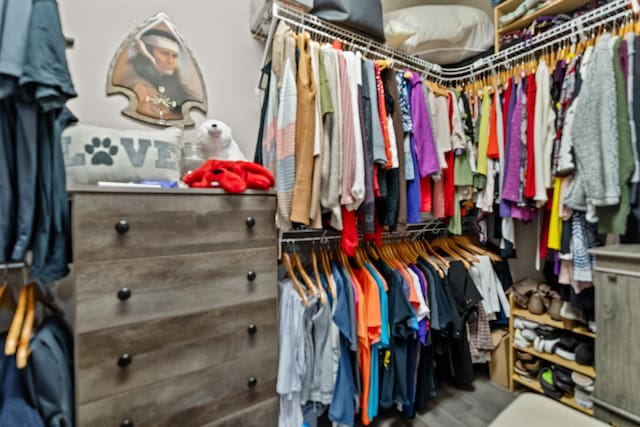 spacious closet with wood finished floors
