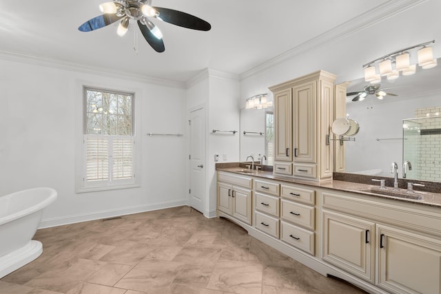 2562 Spears Way, Ashland City, TN 37015 - full bath featuring a freestanding bath, a sink, a stall shower, and ceiling fan