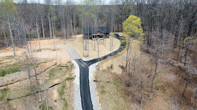 bird's eye view featuring a view of trees