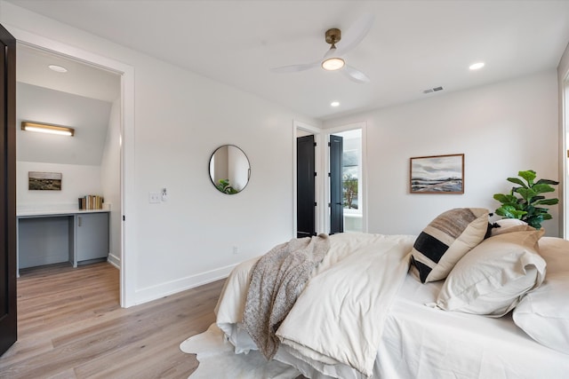 2510 Vaulx Ln, Nashville, TN 37204 - bedroom with light wood-style flooring, recessed lighting, baseboards, and a ceiling fan