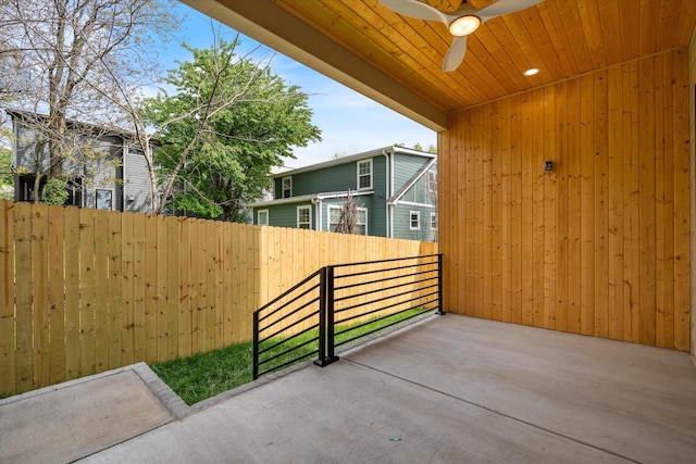 2510 Vaulx Ln, Nashville, TN 37204 - view of patio featuring ceiling fan and fence
