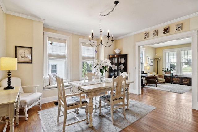 3617 Meadowbrook Ave, Nashville, TN 37205 - dining area with baseboards, ornamental molding, wood finished floors, and a chandelier