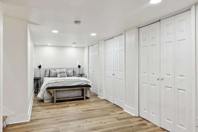 3617 Meadowbrook Ave, Nashville, TN 37205 - bedroom featuring two closets, recessed lighting, baseboards, and light wood-style flooring