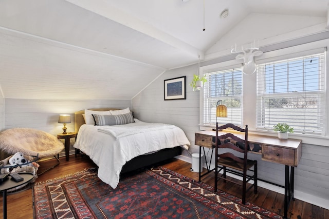 3617 Meadowbrook Ave, Nashville, TN 37205 - bedroom featuring wooden walls, vaulted ceiling, and wood finished floors