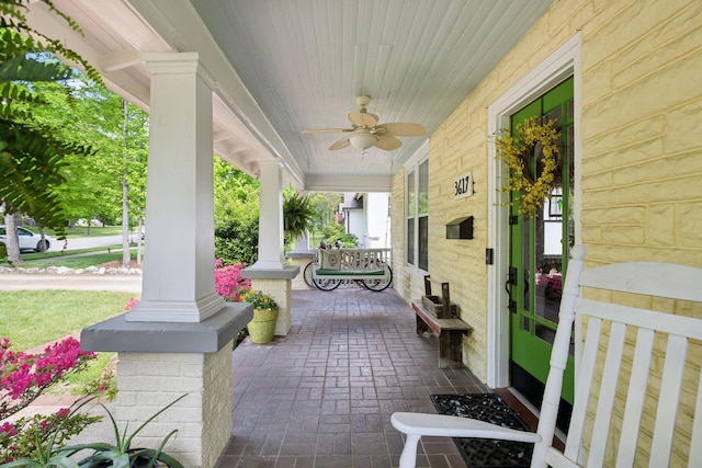 3617 Meadowbrook Ave, Nashville, TN 37205 - view of patio / terrace with a porch and a ceiling fan