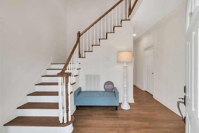 1237 Temple Ridge Dr, Nashville, TN 37221 - stairs with wood finished floors, baseboards, and visible vents