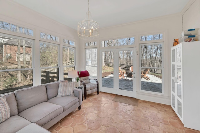1237 Temple Ridge Dr, Nashville, TN 37221 - sunroom / solarium featuring ornamental molding, a healthy amount of sunlight, and outdoor lounge area
