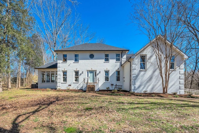 1237 Temple Ridge Dr, Nashville, TN 37221 - view of front of home with a front lawn, cooling unit, and brick siding