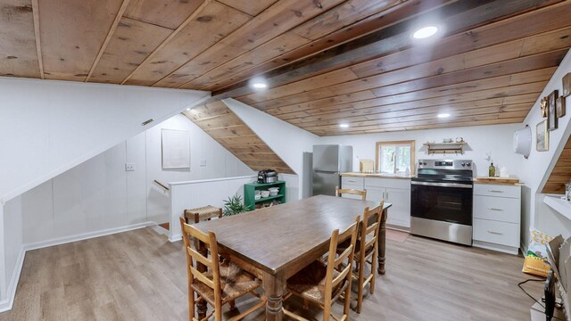 2235 Rock Springs Rd, Columbia, TN 38401 - dining area featuring light wood finished floors, lofted ceiling, and wooden ceiling