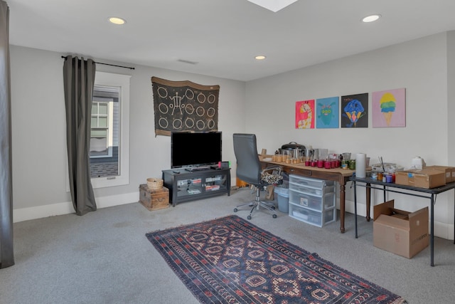 3814 Central Ave, Nashville, TN 37205 - office area featuring baseboards, carpet floors, and recessed lighting