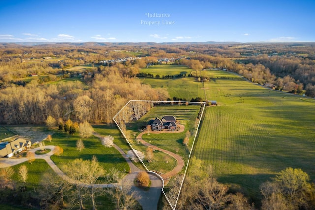 aerial view with a rural view