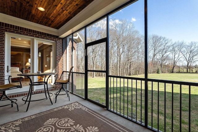 view of unfurnished sunroom