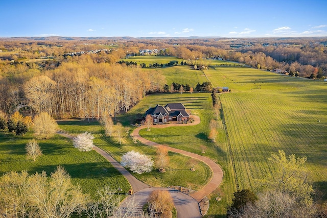drone / aerial view featuring a rural view