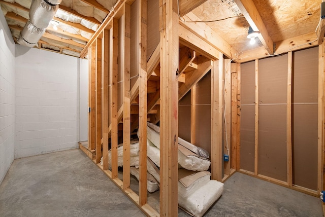 view of unfinished basement