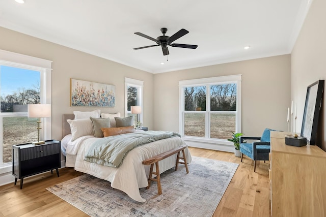 6477 Simmons Acres Ln, Lascassas, TN 37085 - bedroom with wood finished floors, a ceiling fan, and recessed lighting