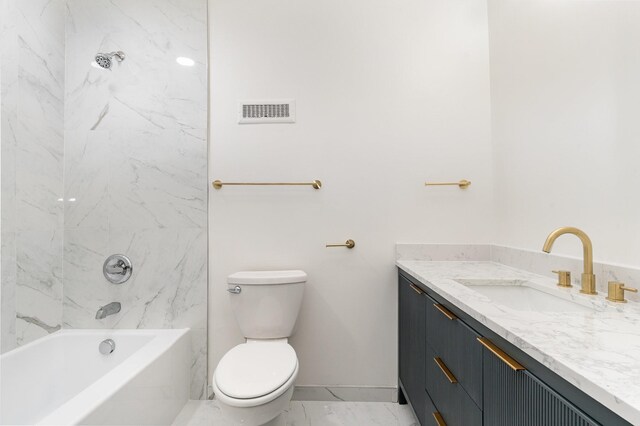 105 Leake Ave Unit 44, Nashville, TN 37205 - bathroom featuring toilet, vanity, marble finish floor, baseboards, and visible vents