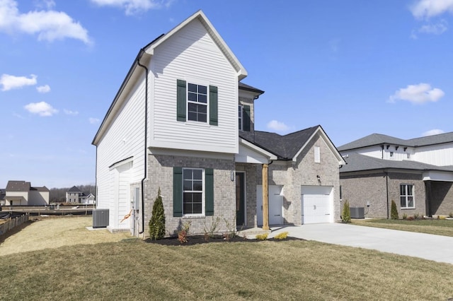166 Oasis Dr, La Vergne, TN 37086 - view of front of house with concrete driveway, central AC, and a front lawn