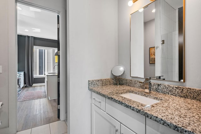 bathroom featuring wood finished floors and vanity