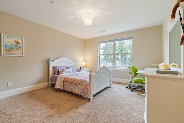 118 Newnham Bridge Dr, Nolensville, TN 37135 - carpeted bedroom featuring visible vents, baseboards, and an inviting chandelier