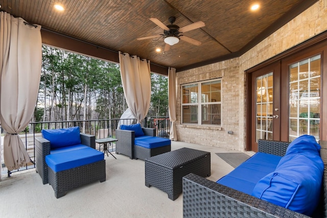 118 Newnham Bridge Dr, Nolensville, TN 37135 - view of patio / terrace with a ceiling fan, french doors, and an outdoor hangout area