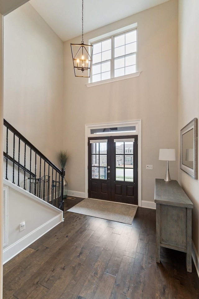 118 Newnham Bridge Dr, Nolensville, TN 37135 - foyer entrance featuring hardwood / wood-style floors, baseboards, a chandelier, and stairs