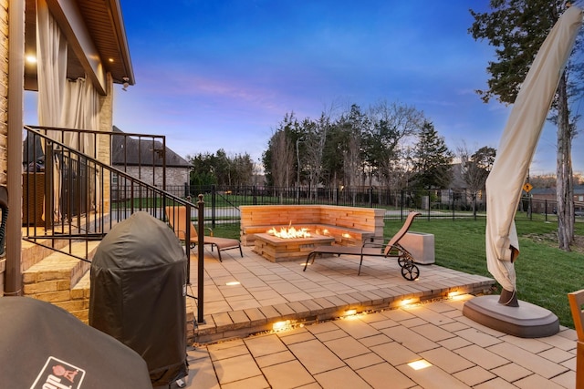 118 Newnham Bridge Dr, Nolensville, TN 37135 - view of patio / terrace with a fire pit, grilling area, stairway, and fence