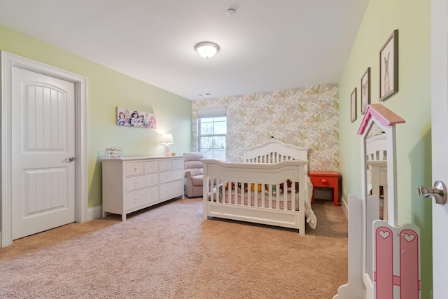 118 Newnham Bridge Dr, Nolensville, TN 37135 - bedroom with a nursery area, carpet floors, and wallpapered walls