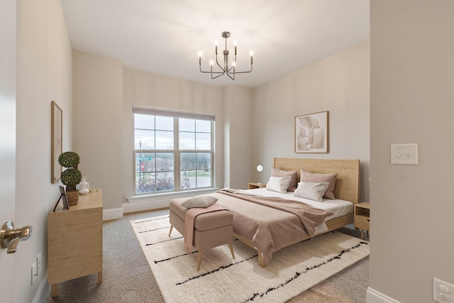 118 Newnham Bridge Dr, Nolensville, TN 37135 - bedroom with baseboards, carpet flooring, and a chandelier