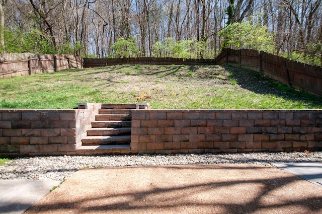 view of yard with a fenced backyard