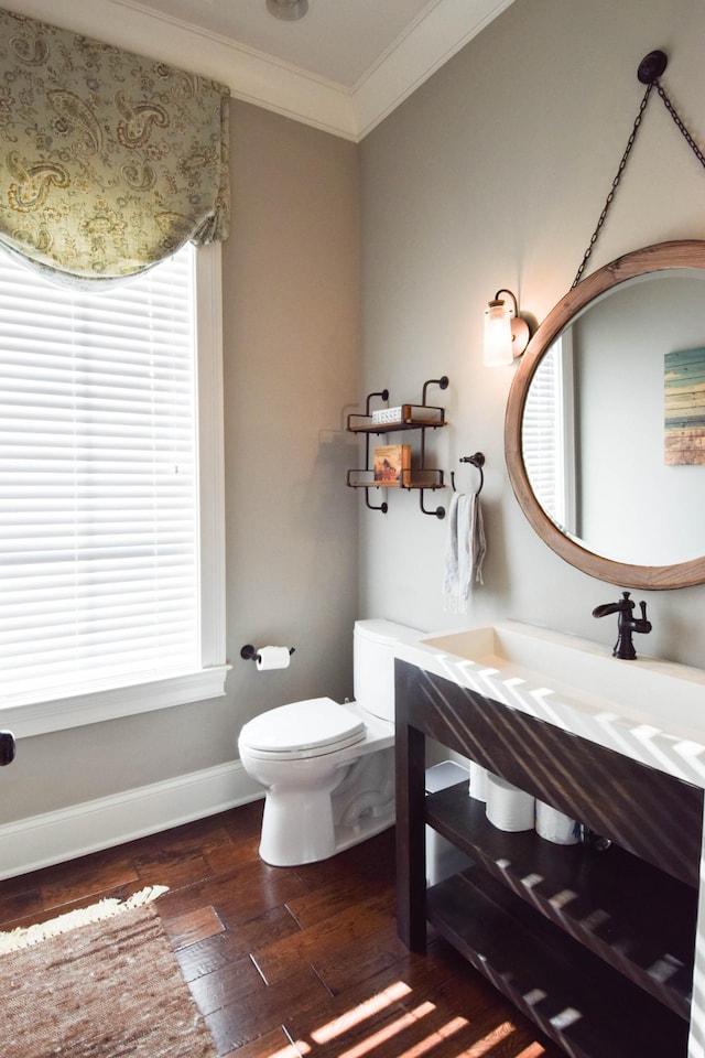 1395 Rozella Way, Gallatin, TN 37066 - half bath featuring toilet, wood finished floors, baseboards, ornamental molding, and a healthy amount of sunlight