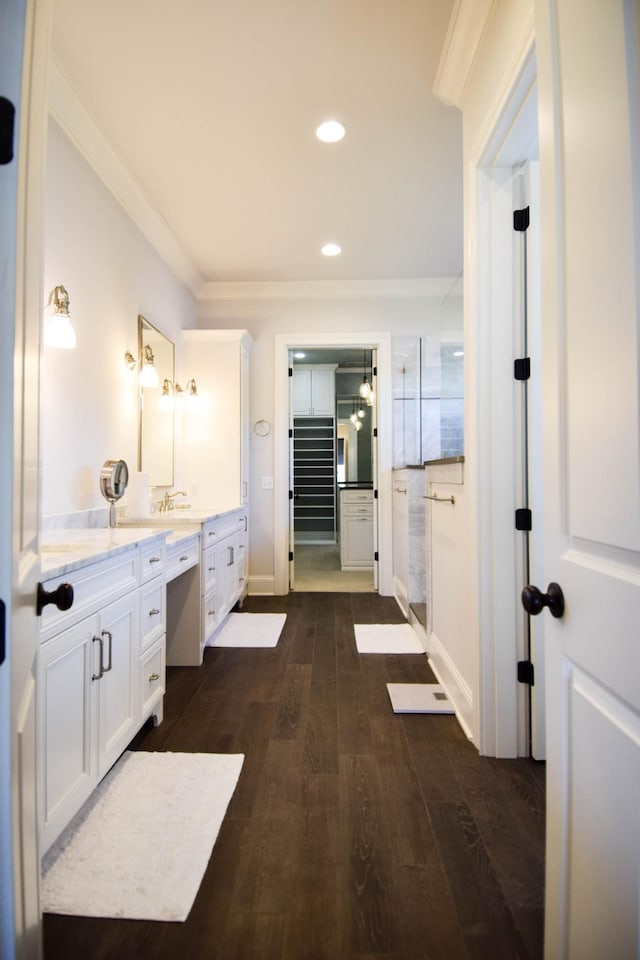 1395 Rozella Way, Gallatin, TN 37066 - full bath featuring ornamental molding, wood finished floors, recessed lighting, and vanity