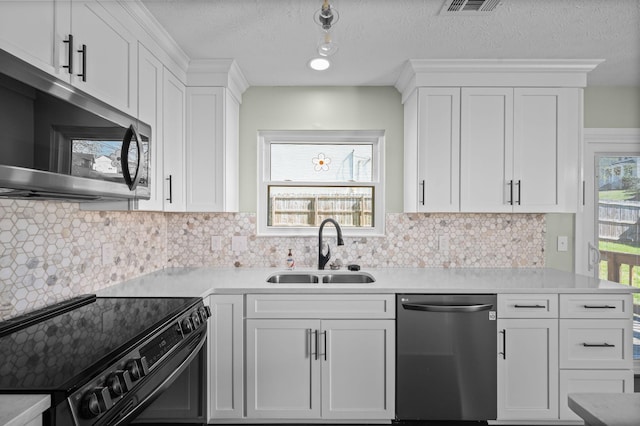 1829 Apple Valley Cir, Nashville, TN 37207 - kitchen with white cabinets, light countertops, a sink, and stainless steel appliances